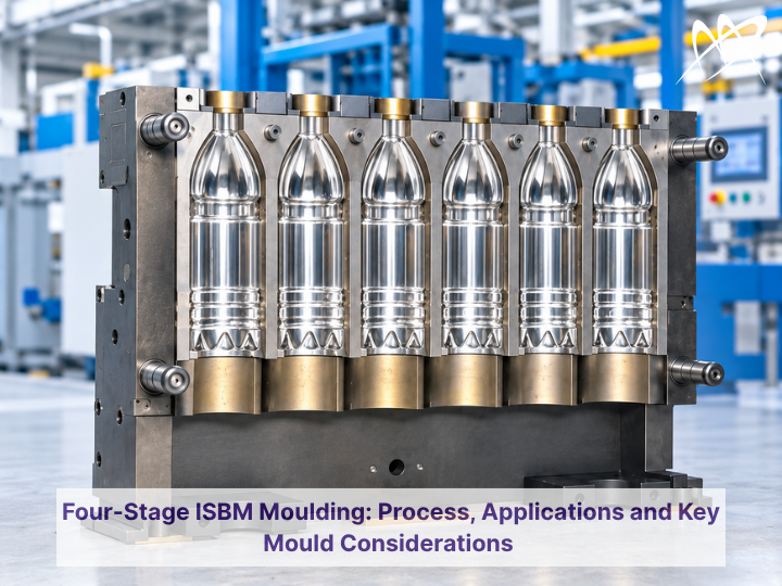 Four-stage ISBM moulding process for PET bottle manufacturing 